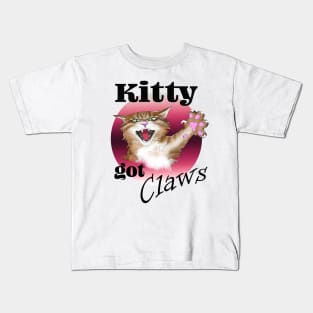 Kitty got claws - red circle Kids T-Shirt